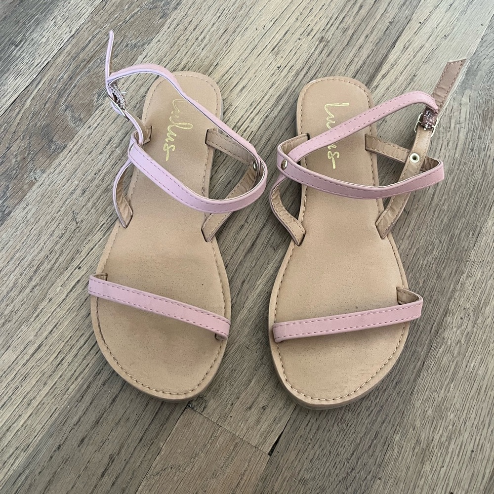 Lulu’s Pink Strappy Flat Sandals